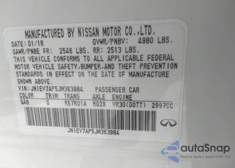 2018 Infiniti Q50 3.0T Sport из США, поврежденный, VIN JN1EV7AP5JM363984